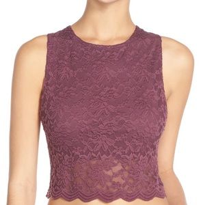 Free People Dusty Plum Lace Crop Tank